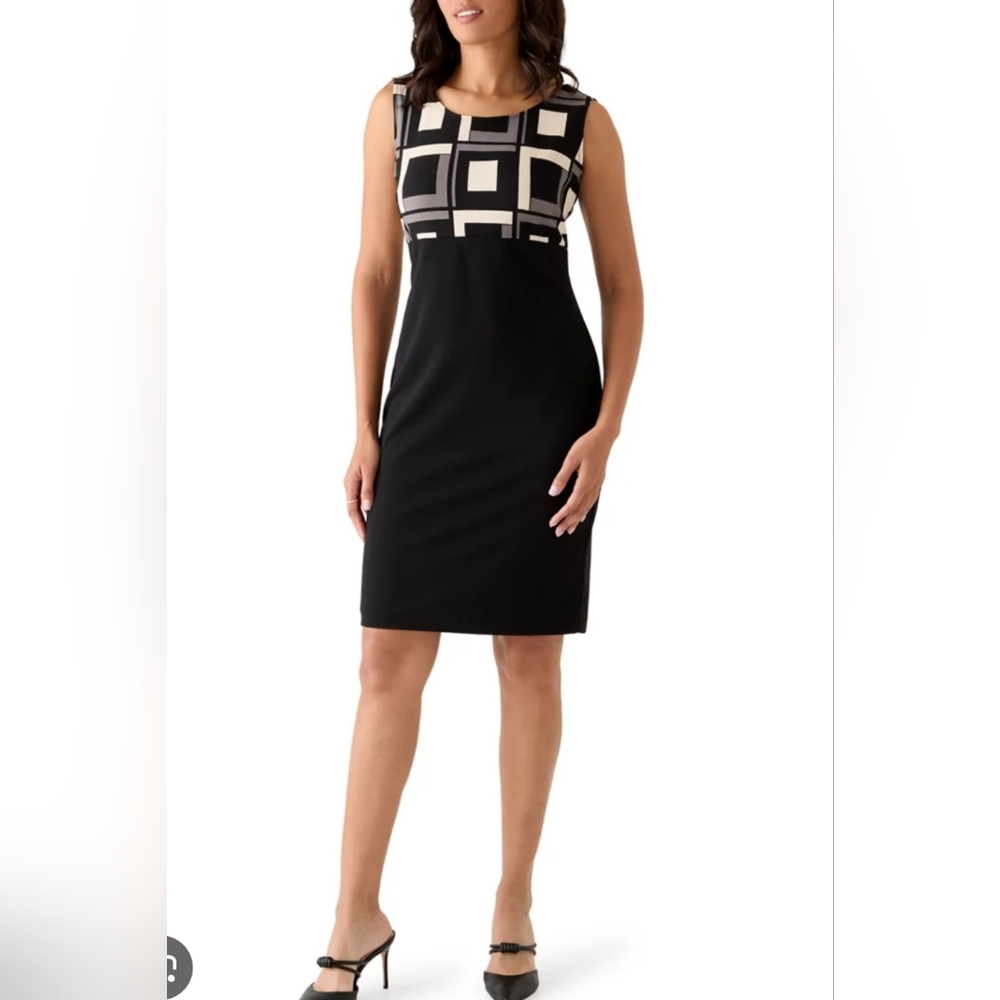 Danny and Nicole Bodycon Colorblock Dress Size 12 Sleeveless Pencil Stretch Knee